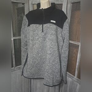 Men's Eddie Bauer Black and Heathered Gray Fleece 1/4 Zip Sweater, Sz XXl